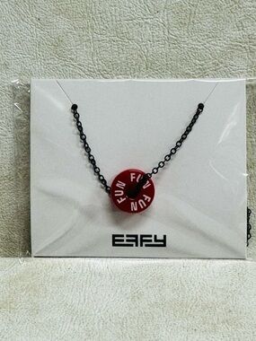 Effy Black Chain Necklace with Red FUN Disc Pendant